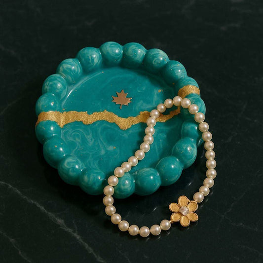 Aqua Glow Modern Jewelry Organizer Tray with Golden Detailing | Fankaarlok