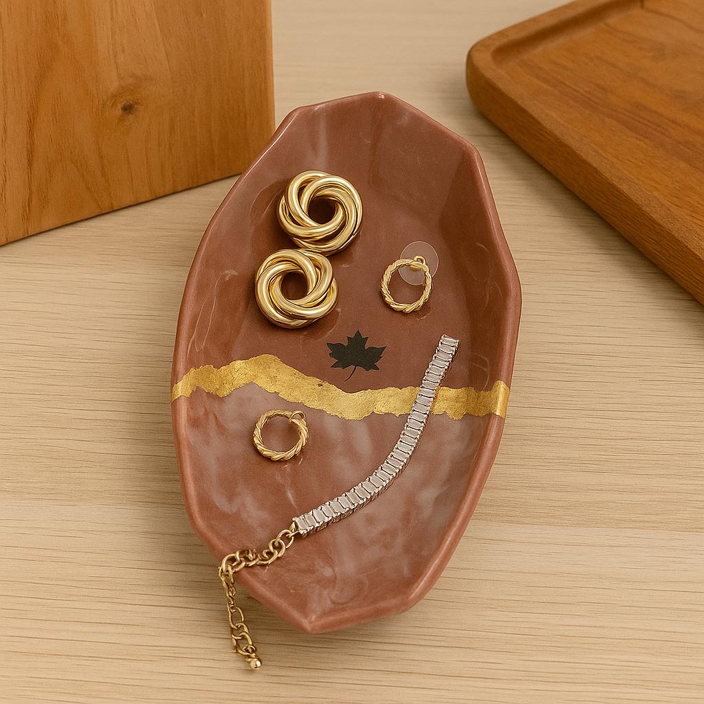 Buy Velvet Jewellery Tray Online- Deep Maroon Velvet Jewellery Tray with Gold Foil