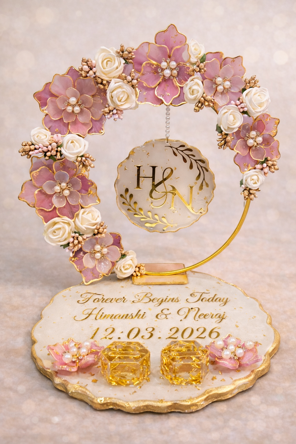 Heritage Bloom Resin Ring Platter | Wedding Ring Ceremony Tray – Fankaarlok