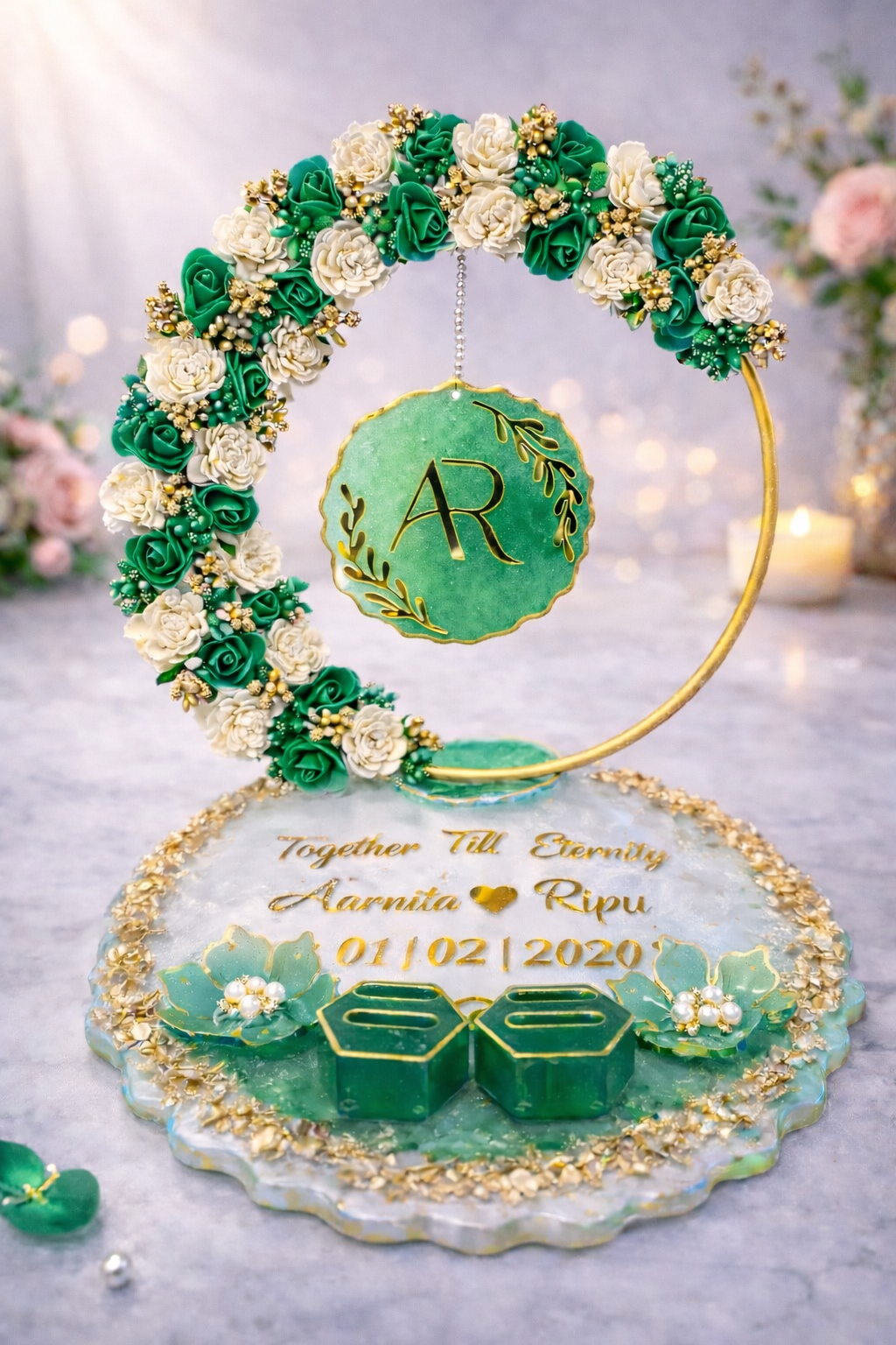 Artisan Floral Ring Platter | Artificial Bloom Ceremony Tray – Fankaarlok