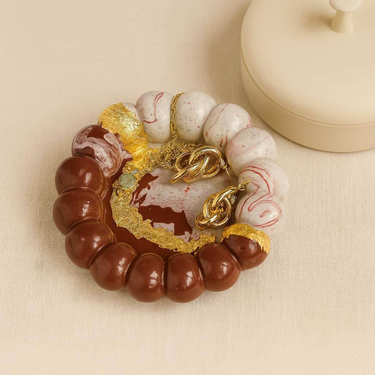 Marble Luxe Jewelry Tray for Women with Golden Detailing | Fankaarlok