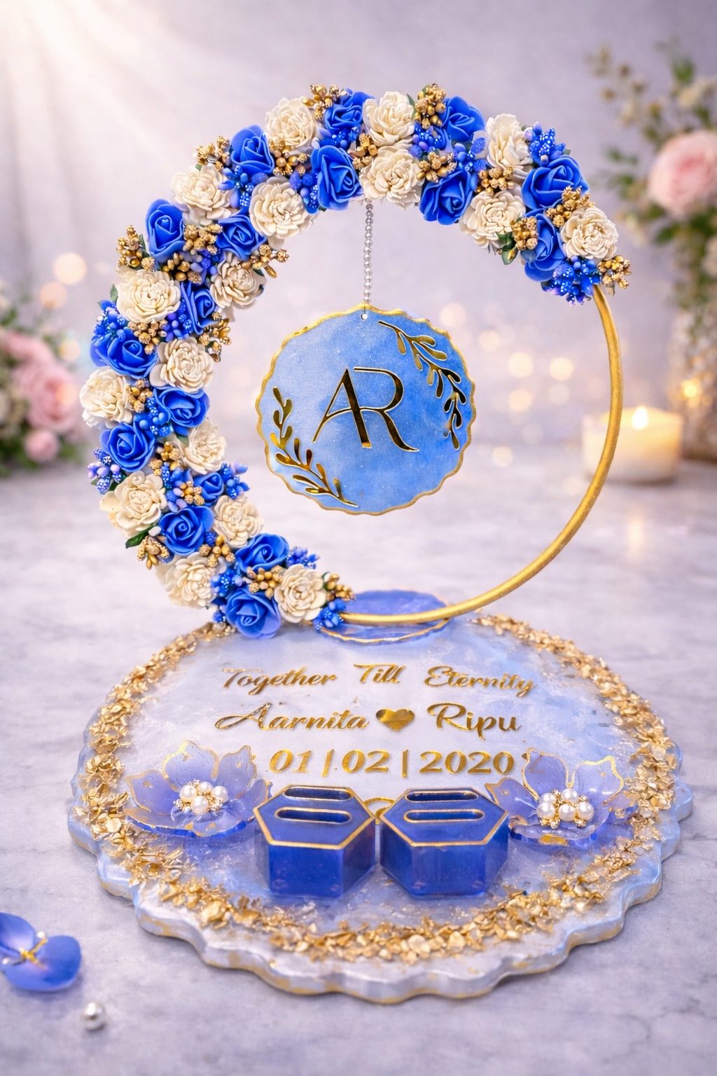 Artificial flower ring platter