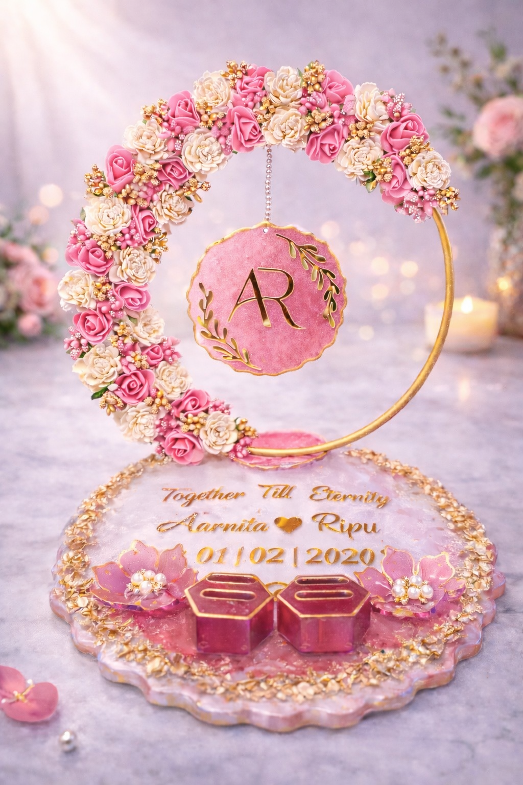 Artificial flower ring platter