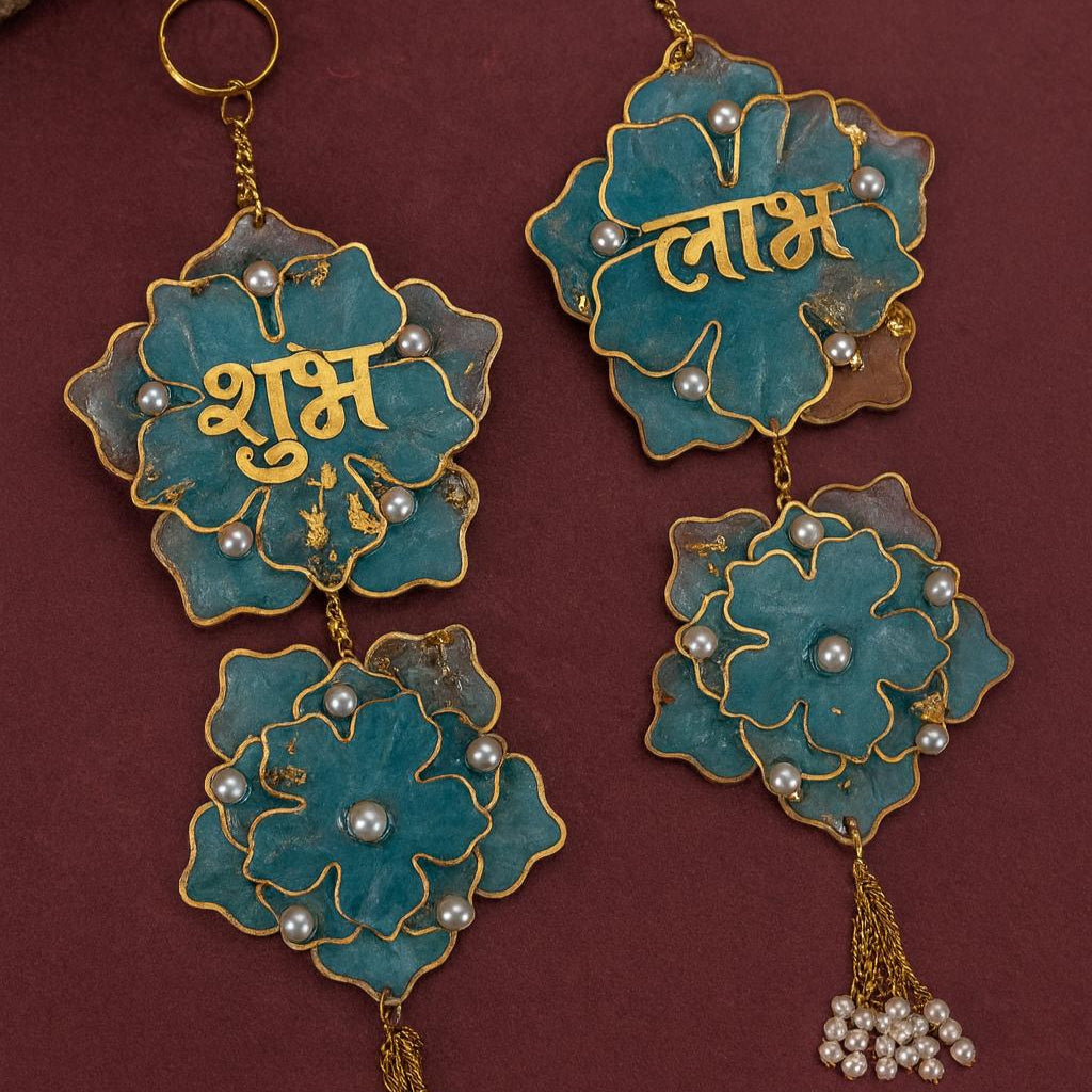 Handmade Diwali Shubh Labh Hanging with Pearls & Golden Detailing | Fankaarlok