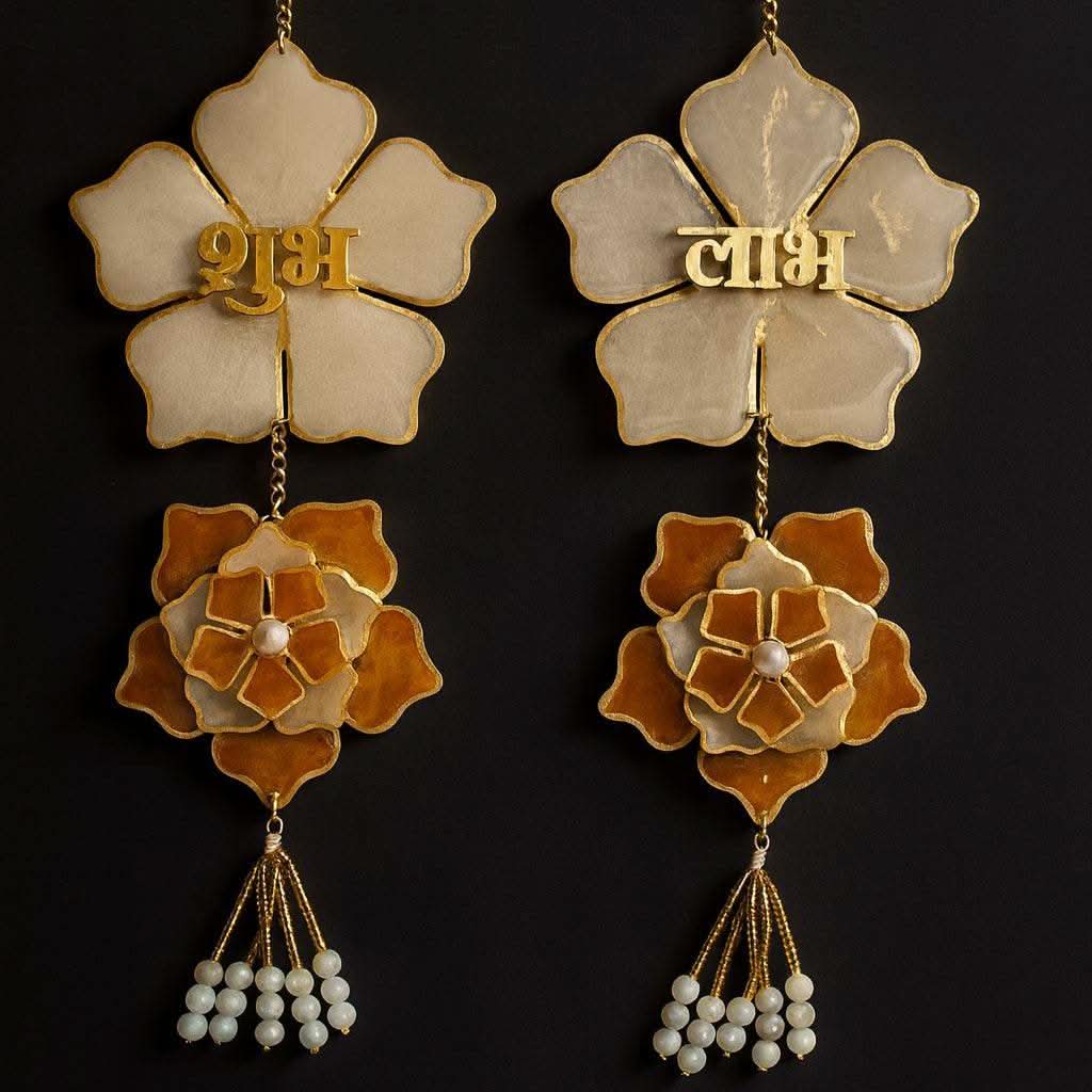 Diwali Shubh Labh Wall Hanging in Red & Gold | Fankaarlok - Fankaarlok