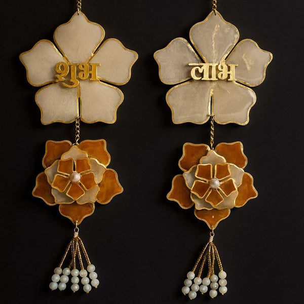 Diwali Shubh Labh wall hanging in red and gold