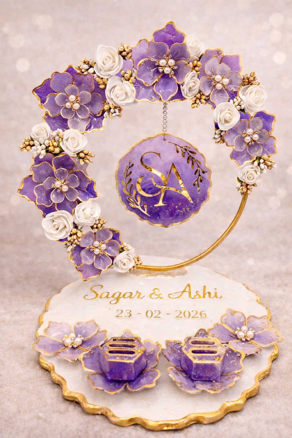Floral Grace Resin Ring Platter | Wedding Ring Ceremony Tray – Fankaarlok