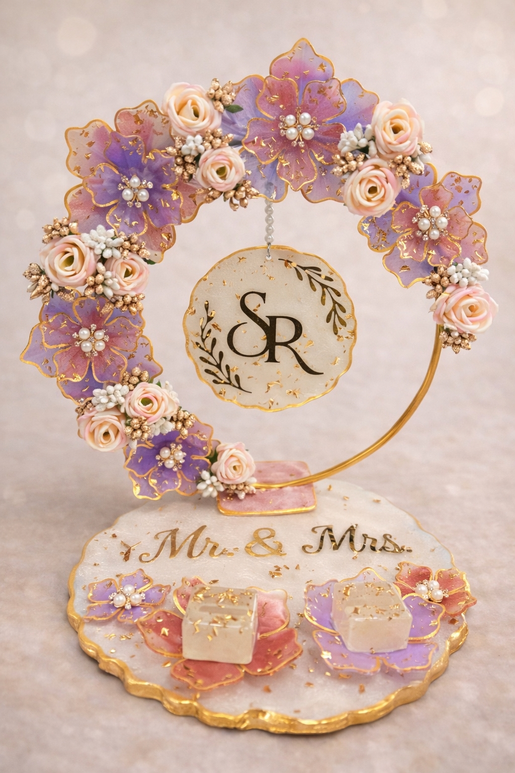 Blush Bloom Resin Ring Platter | Engagement Ceremony Tray – Fankaarlok