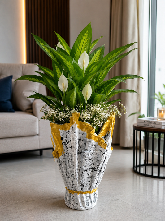 Marble Elegance – Handcrafted Decorative Planter | Fankaarlok