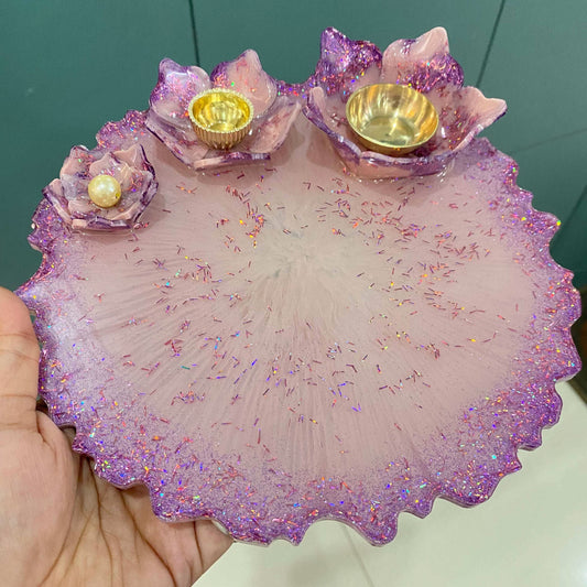 Lavender Radiance Shagun Pooja Thali with Lotus Bowls | Fankaarlok
