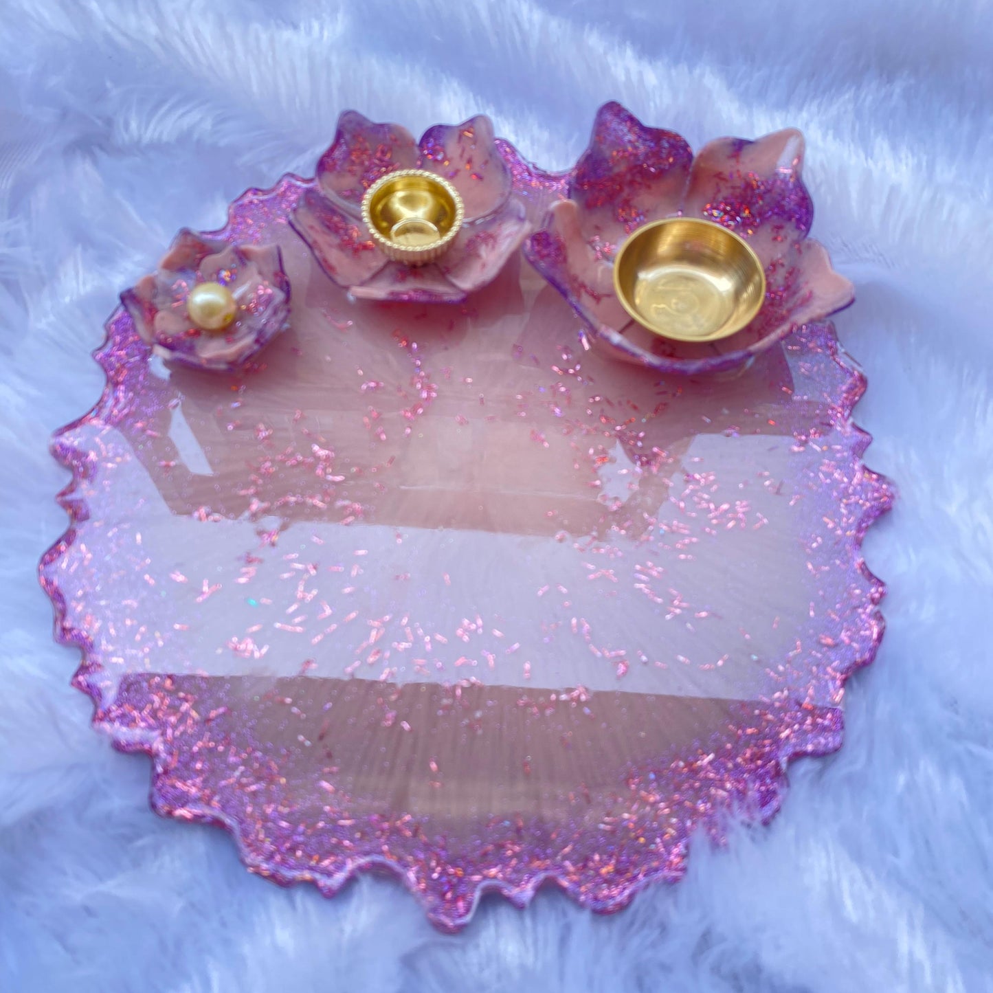 Lavender Radiance Shagun Pooja Thali with Lotus Bowls | Fankaarlok