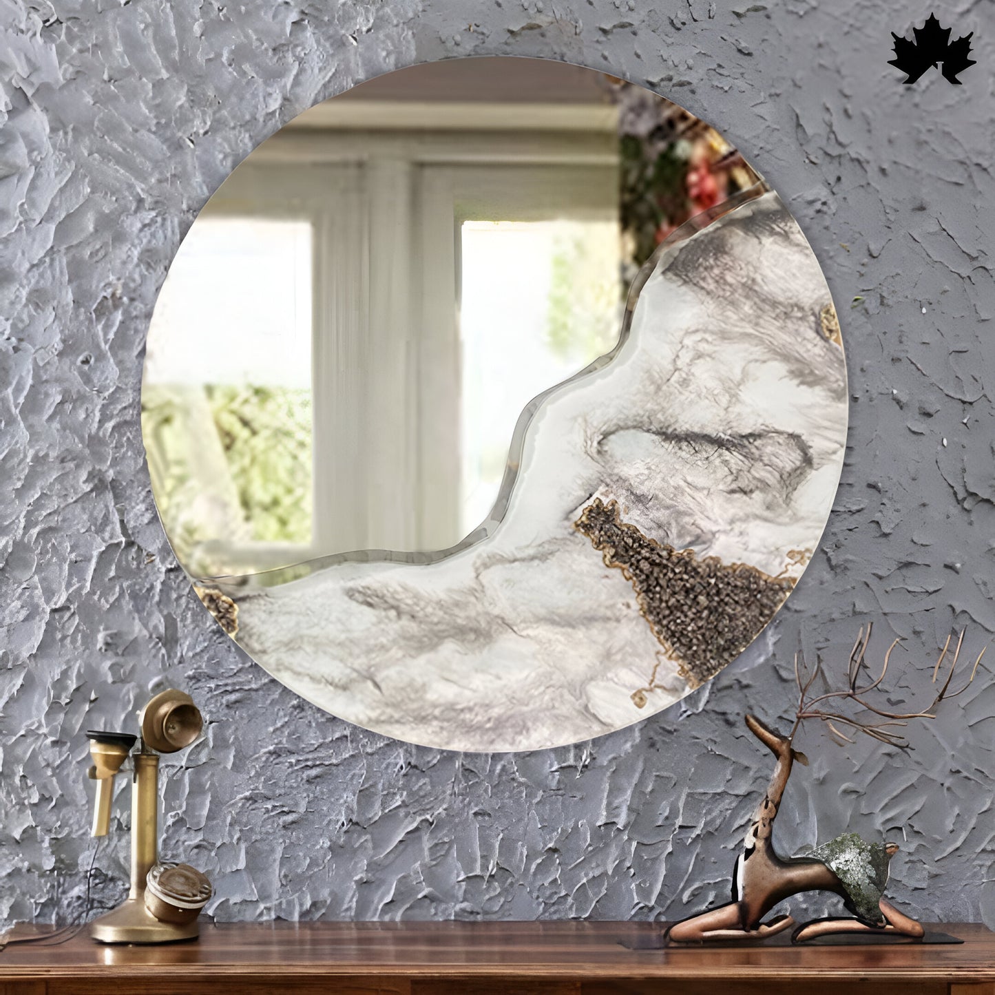 Frosted Marble Curve – Resin Modern Wall Mirror Design | Fankaarlok