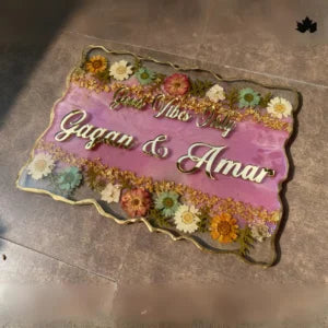 Floral Designer Nameplate for Main Door | Custom Handcrafted Couple Nameplate