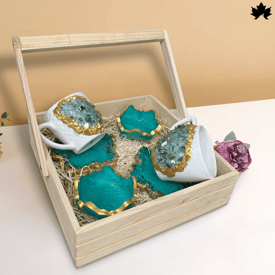 Buy Designer Cup Set Online | Luxury Handcrafted Cup & Coaster Gift Hamper - Fankaarlok