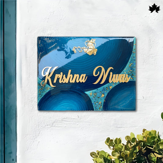 Modern Radha Krishna Door Nameplate | Elegant Custom Home Nameplate