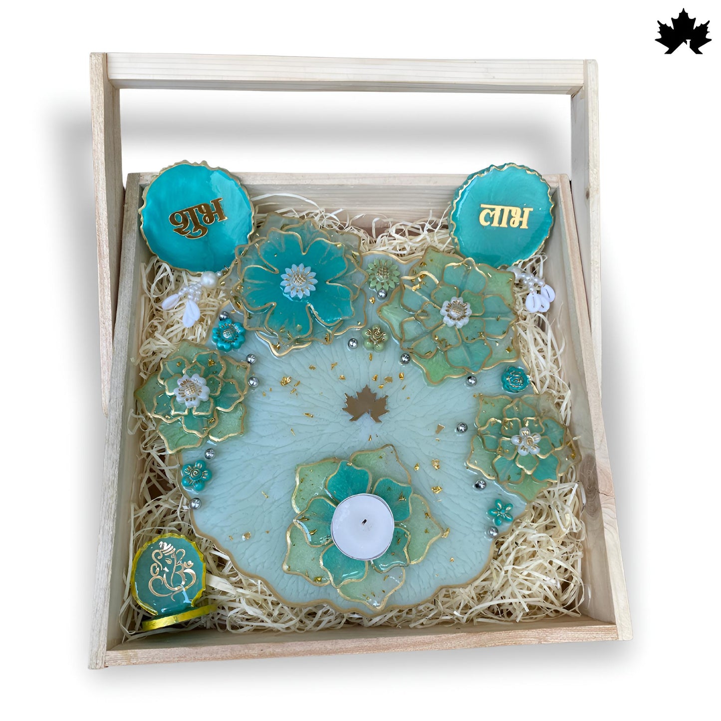 Luxury Diwali Pooja Thali Hamper | Shubh Laabh, Om, and Decorative Diya Holder