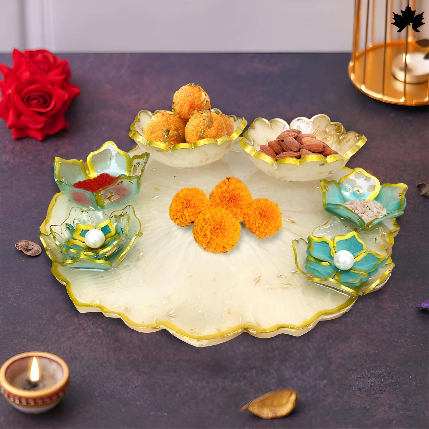 Pooja Thali Set with Bowls | Designer Decorative Thali for Festivals & Rituals - Fankaarlok
