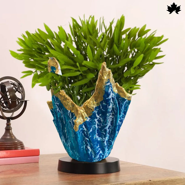 Ocean Crest Elegance indoor planter with ocean-inspired finish