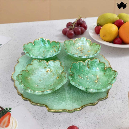 Luxury Dry Fruit Platter Set | Designer Platter with 4 Bowls - Fankaarlok