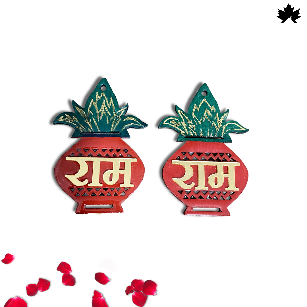 RAM-RAM Decorative Pair - Elegant 3-Inch Spiritual Decor for Home & Pooja Room