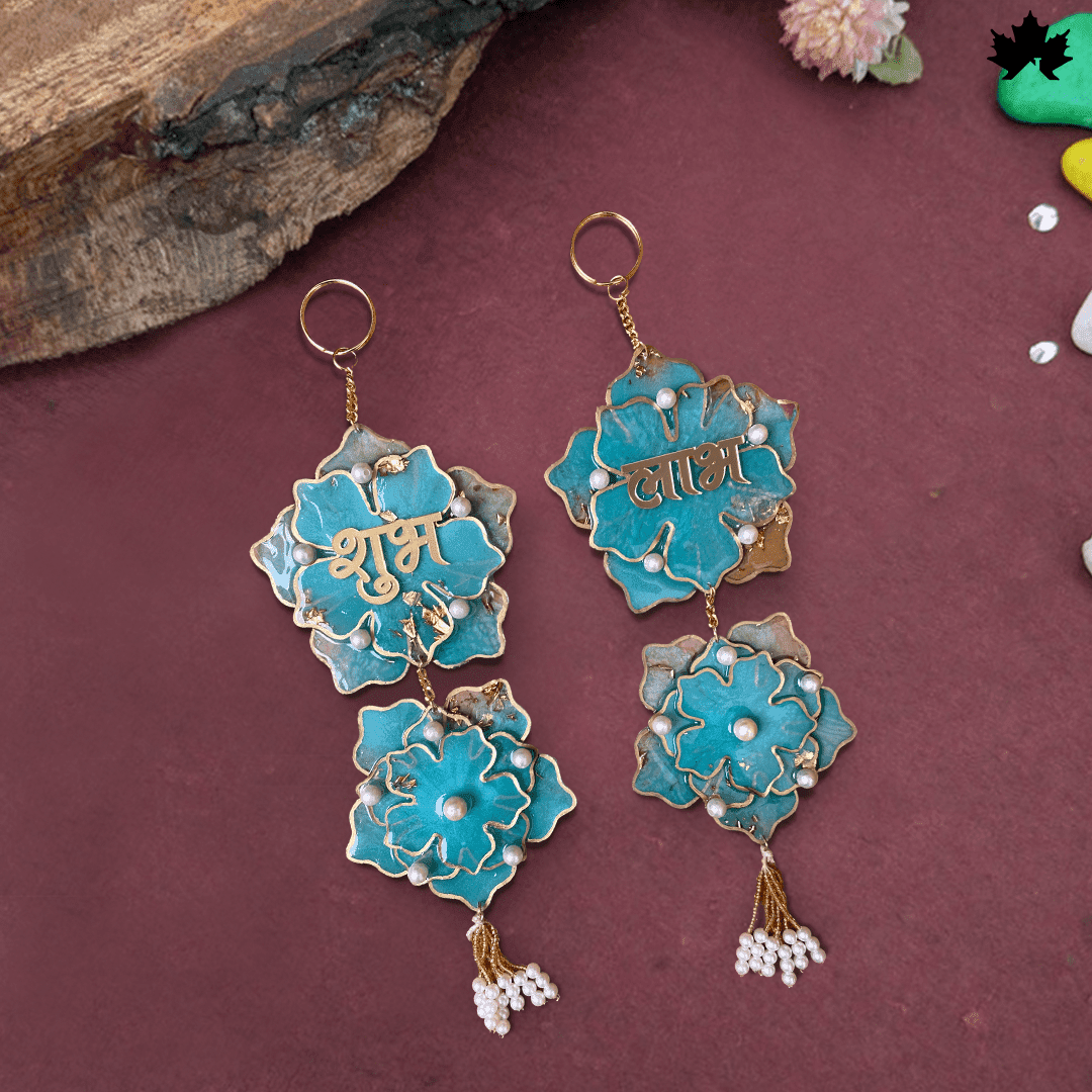 Handmade Diwali Shubh Labh Hanging with Pearls & Golden Detailing | Fankaarlok