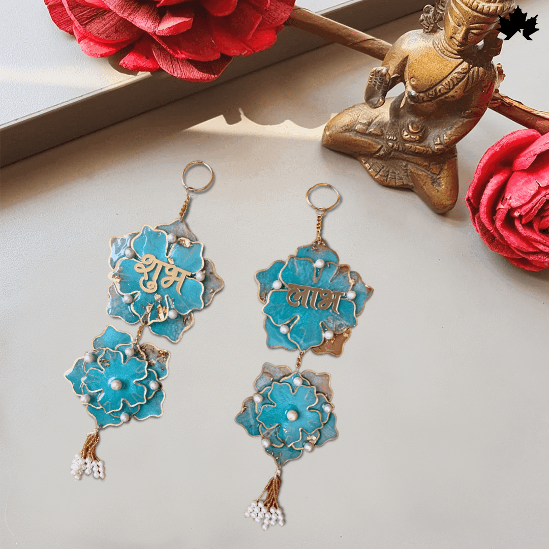 Handmade Diwali Shubh Labh Hanging with Pearls & Golden Detailing | Fankaarlok