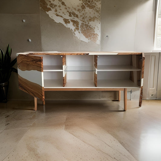 Wooden TV Unit – Modern Resin & Wood Console | Fankaarlok