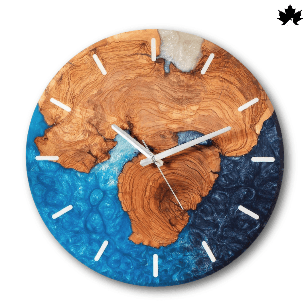 Natural Decor Wall Clock – Blue Epoxy Art & Live-Edge Wood Design | Natural Decor Wall Clock by Fankaarlok