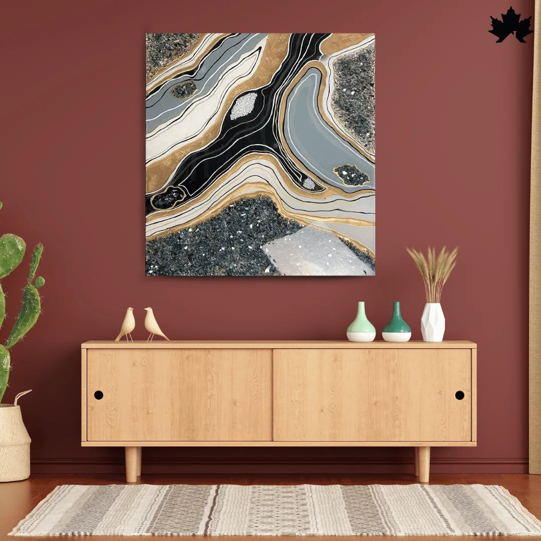 Monochrome Aura Panel – Resin Abstract Art for Sofa Wall | Fankaarlok