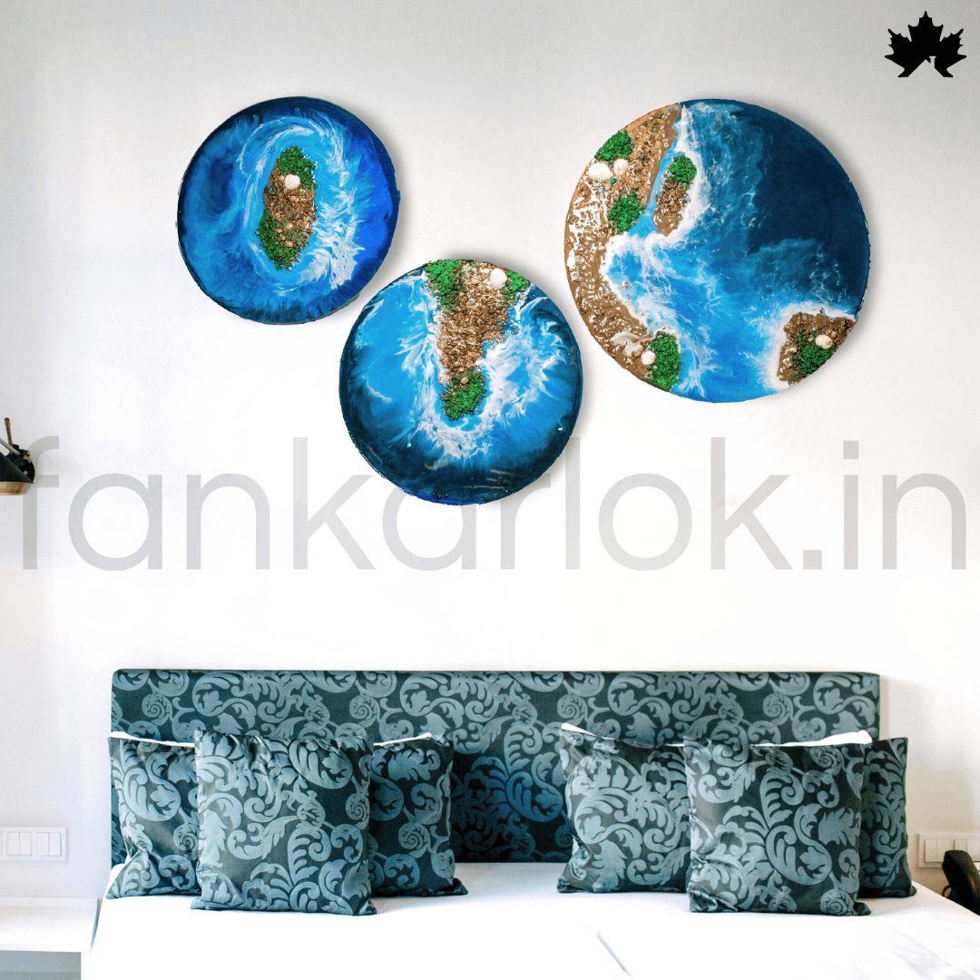 Island Tide Trio – Resin Ocean Theme Wall Art | Fankaarlok