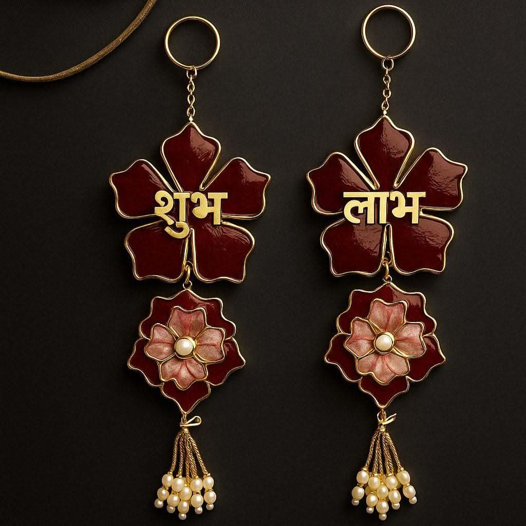 Shubh Labh for main door pooja room design