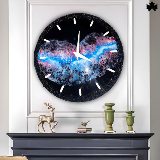 Galaxy resin art wall clock showing 2026 resin decor trends