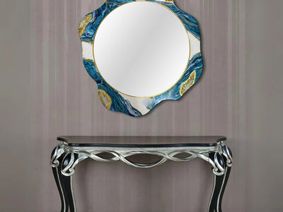 Azure Crest Round – Resin Wall Mirror for Interior Decoration | Fankaarlok