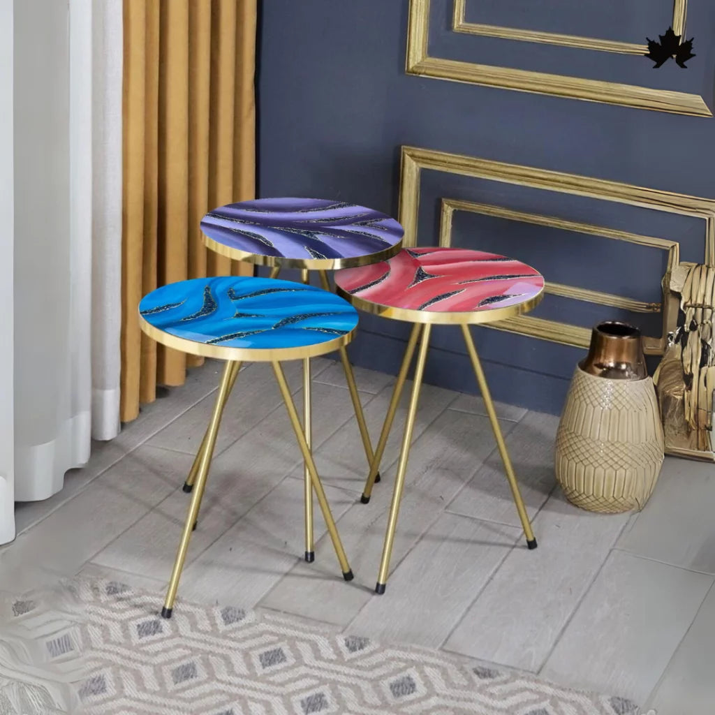 Side Tables for Living Room – Modern Epoxy Nesting Table Set | Fankaarlok