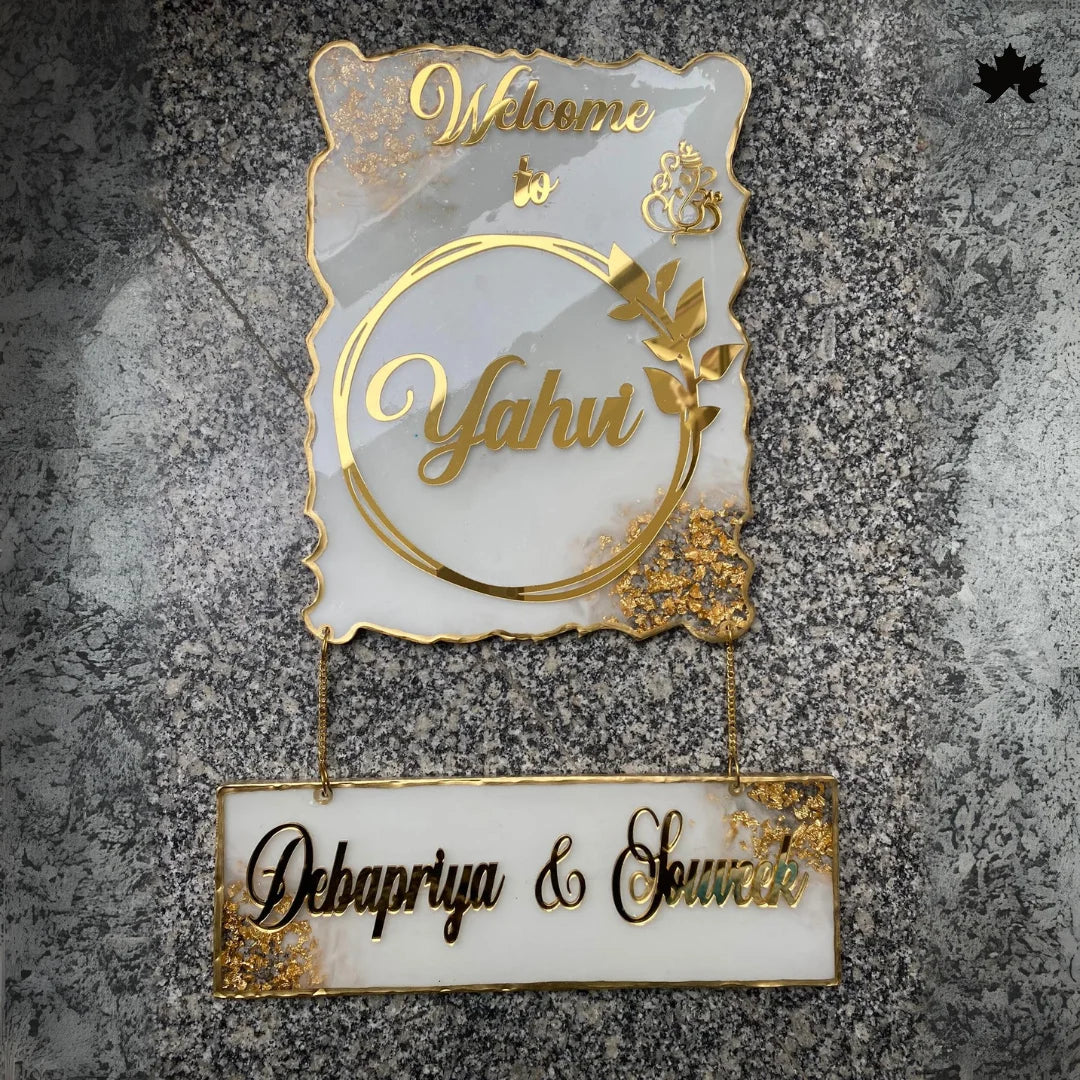 Gold Accent Custom Nameplate for Home | Buy Resin Nameplate Online India