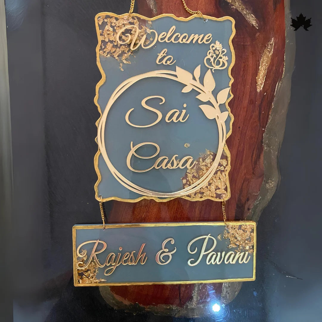 Gold Accent Custom Nameplate for Home | Buy Resin Nameplate Online India