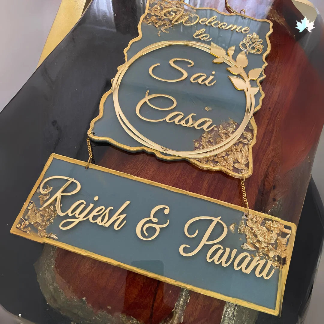 Gold Accent Custom Nameplate for Home | Buy Resin Nameplate Online India