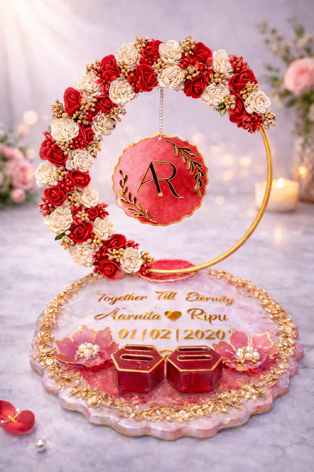 Artificial flower ring platter