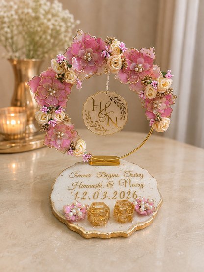 Heritage Bloom resin ring platter — wedding ring ceremony tray