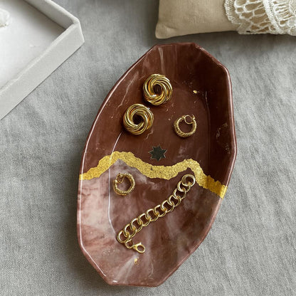 Buy Velvet Jewellery Tray Online- Deep Maroon Velvet Jewellery Tray with Gold Foil