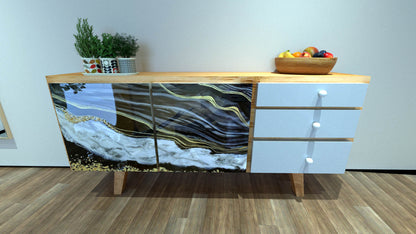 Living Room Console Table – Modern Wood & Resin Storage Cabinet | Fankaarlok