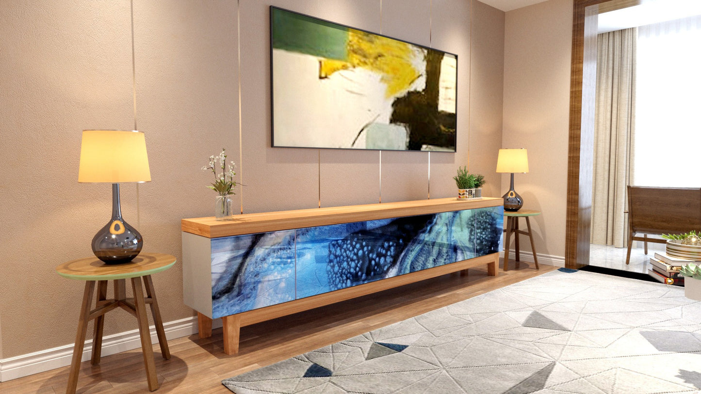 TV Table for Living Room – Artistic Resin & Wood Media Unit | Fankaarlok