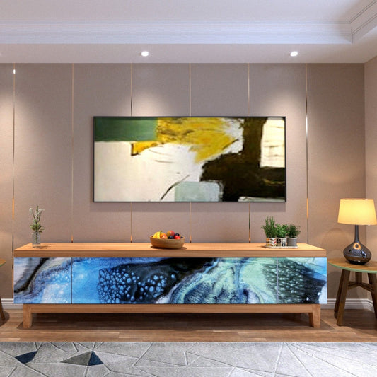 TV Table for Living Room – Artistic Resin & Wood Media Unit | Fankaarlok