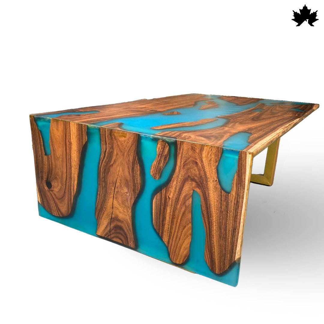 Wooden Table for Dining Room – Premium Teal River Epoxy Dining Table | Fankaarlok