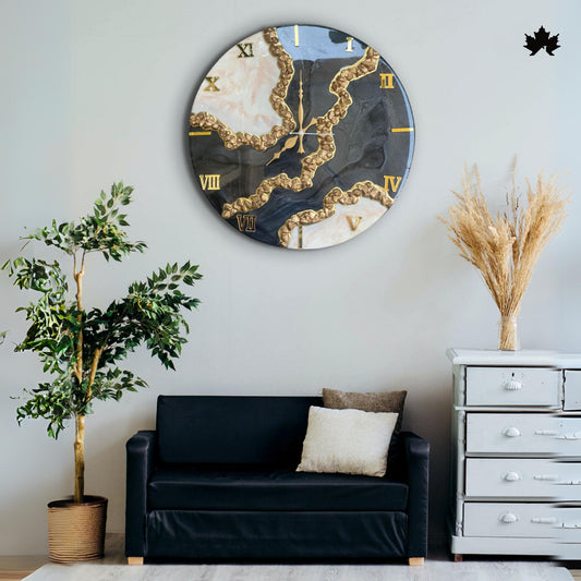 Luxury Resin Art Clock – Marble Texture Finish | Designer Wall Clock by Fankaarlok