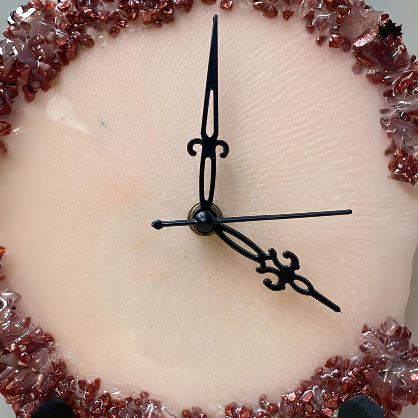 Crimson Edge minimalist table clock — styled on a desk