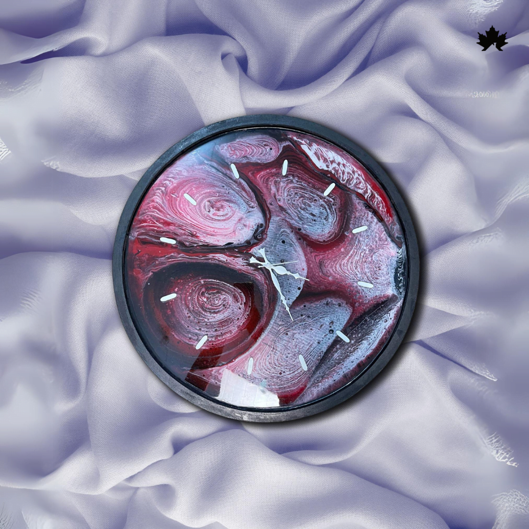 Galactic Swirl resin wall clock — styled on a living room wall