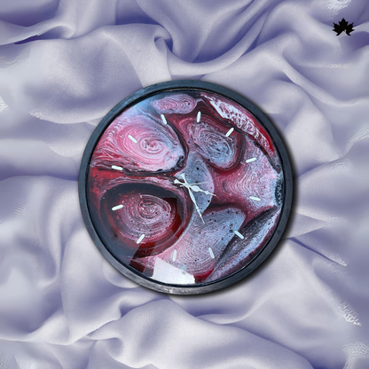 Galactic Swirl resin wall clock — styled on a living room wall