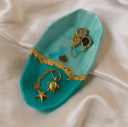 Jewellery Tray for Sale- Turquoise Gold Accent Resin Tray