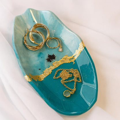 Aqua Luxe Jewelry Tray Gift for Her with Golden Detailing | Fankaarlok